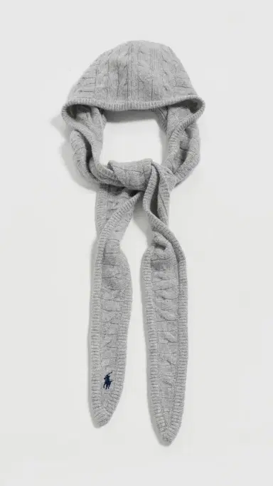 Polo Ralph Lauren Cable Hoodie Wrap Grey One Size | Thumbnail 2 Polo Ralph Lauren Cable Hoodie Wrap Grey One Size | Thumbnail 2