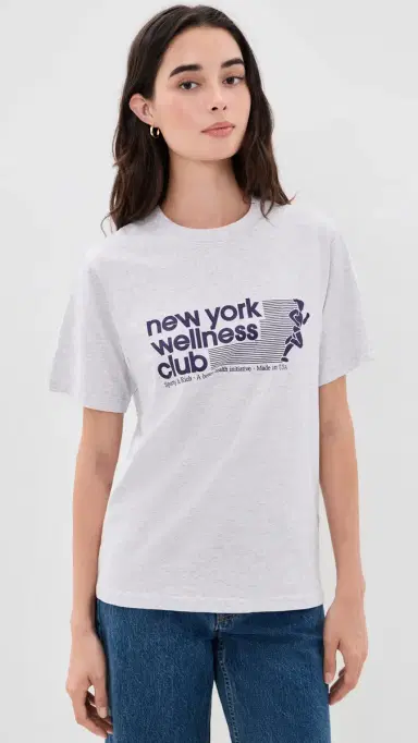 Sporty & Rich UA Wellness Club Tshirt Heather Grey Light Navy | Thumbnail 3 Sporty & Rich UA Wellness Club Tshirt Heather Grey Light Navy | Thumbnail 3