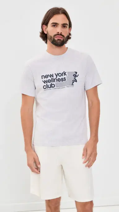 Sporty & Rich UA Wellness Club Tshirt Heather Grey Light Navy | Thumbnail 4 Sporty & Rich UA Wellness Club Tshirt Heather Grey Light Navy | Thumbnail 4