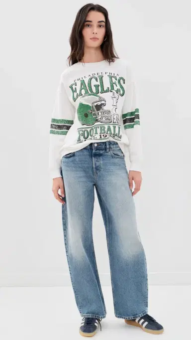 Junk Food Eagles Oversized triped Fleece Sweatshirt Vintage/Kelly | Thumbnail 5 Junk Food Eagles Oversized triped Fleece Sweatshirt Vintage/Kelly | Thumbnail 5