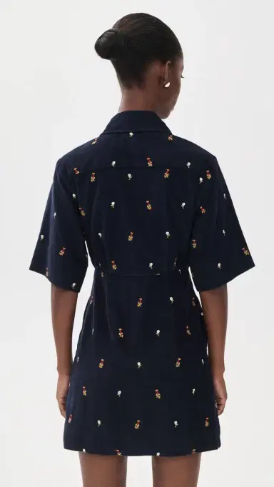 Sea Tilly Embroidered Cord Button Down Dress Navy | Thumbnail 3 Sea Tilly Embroidered Cord Button Down Dress Navy | Thumbnail 3