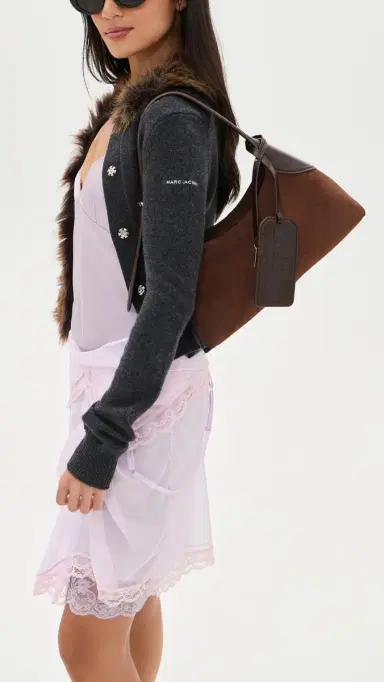 Marc Jacobs The Small Belted Suede Sack Shoulder Bag Dark Brown One Size | Thumbnail 3 Marc Jacobs The Small Belted Suede Sack Shoulder Bag Dark Brown One Size | Thumbnail 3