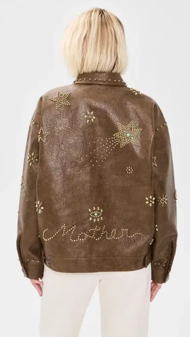 Mother The Zip It Faux eather Jacket Brown And Cream | Thumbnail 3 Mother The Zip It Faux eather Jacket Brown And Cream | Thumbnail 3