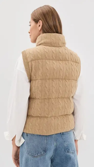 Polo Ralph Lauren Cable Knit Puffer Vest Collection Camel elange | Thumbnail 3 Polo Ralph Lauren Cable Knit Puffer Vest Collection Camel elange | Thumbnail 3