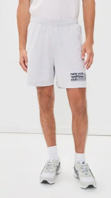 Sporty & Rich UA Wellness Club Gym Shorts Heather Grey Light Navy | Thumbnail 4 Sporty & Rich UA Wellness Club Gym Shorts Heather Grey Light Navy | Thumbnail 4