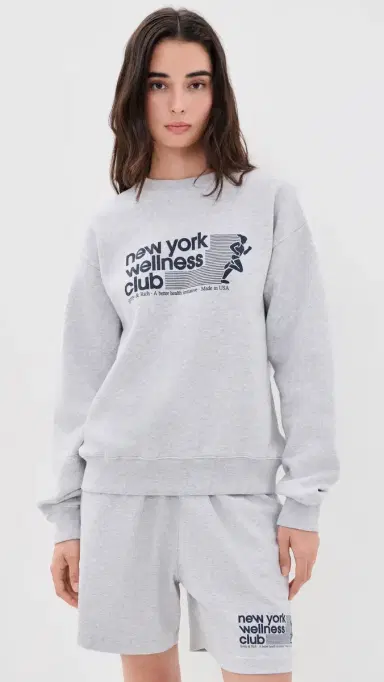 Sporty & Rich UA Wellness Club Crewneck Sweatshirt Heather Grey Light Navy | Thumbnail 3 Sporty & Rich UA Wellness Club Crewneck Sweatshirt Heather Grey Light Navy | Thumbnail 3