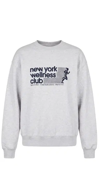 Sporty & Rich UA Wellness Club Crewneck Sweatshirt Heather Grey Light Navy | Thumbnail 1 Sporty & Rich UA Wellness Club Crewneck Sweatshirt Heather Grey Light Navy | Thumbnail 1
