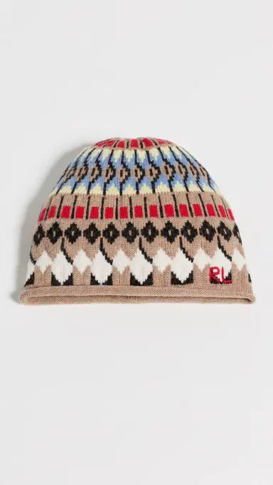 Polo Ralph Lauren Chunky Fairisle Beanie Camel One Size | Thumbnail 2 Polo Ralph Lauren Chunky Fairisle Beanie Camel One Size | Thumbnail 2
