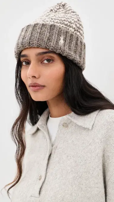 Polo Ralph Lauren Mariner Stripe Beanie Stone Grey/Cream One Size | Thumbnail 3 Polo Ralph Lauren Mariner Stripe Beanie Stone Grey/Cream One Size | Thumbnail 3