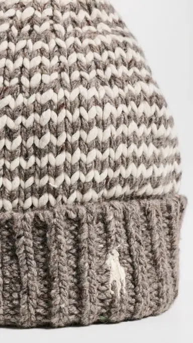 Polo Ralph Lauren Mariner Stripe Beanie Stone Grey/Cream One Size | Thumbnail 4 Polo Ralph Lauren Mariner Stripe Beanie Stone Grey/Cream One Size | Thumbnail 4