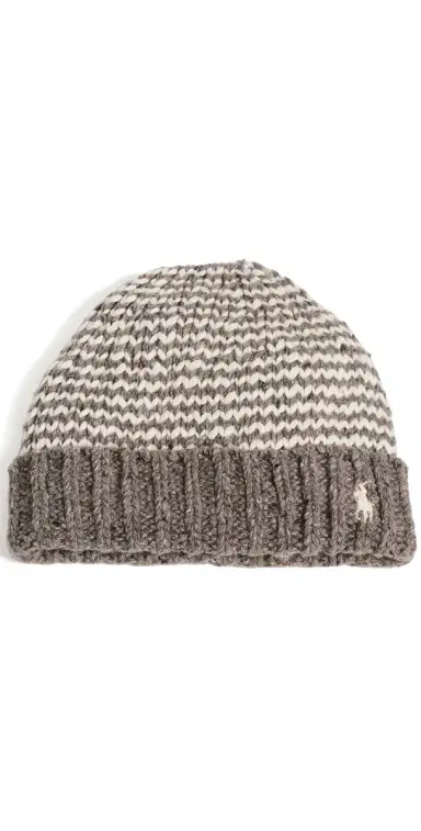 Polo Ralph Lauren Mariner Stripe Beanie Stone Grey/Cream One Size | Thumbnail 1 Polo Ralph Lauren Mariner Stripe Beanie Stone Grey/Cream One Size | Thumbnail 1