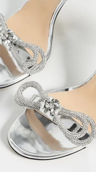 Mach & Mach Double Bow Mirror Leather Sandals Silver | Thumbnail 6 Mach & Mach Double Bow Mirror Leather Sandals Silver | Thumbnail 6