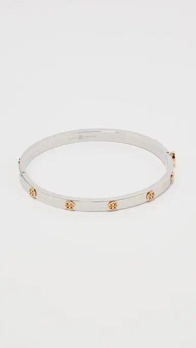 Tory Burch Thin Icon Hinge Bracelet Tory Silver/Tory Gold One Size | Thumbnail 2 Tory Burch Thin Icon Hinge Bracelet Tory Silver/Tory Gold One Size | Thumbnail 2