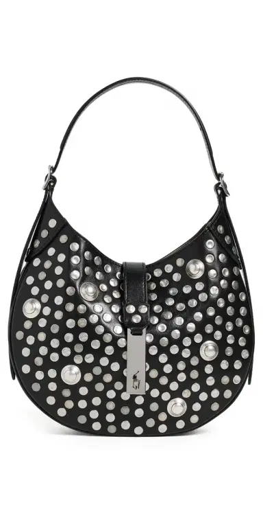 Polo Ralph Lauren Studded Leather Shoulder Bag Black One Size | Thumbnail 1 Polo Ralph Lauren Studded Leather Shoulder Bag Black One Size | Thumbnail 1
