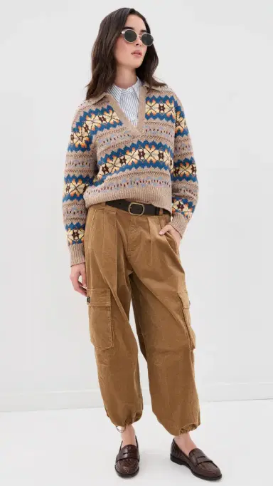 Polo Ralph Lauren Wool Blend Collared Sweater Tan Multi | Thumbnail 5 Polo Ralph Lauren Wool Blend Collared Sweater Tan Multi | Thumbnail 5