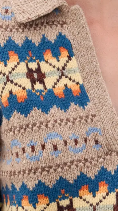 Polo Ralph Lauren Wool Blend Collared Sweater Tan Multi | Thumbnail 6 Polo Ralph Lauren Wool Blend Collared Sweater Tan Multi | Thumbnail 6