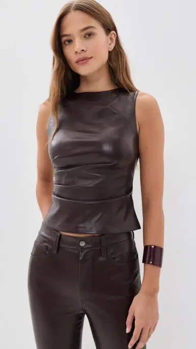 Joe's Jeans The eg Vegan Leather Top Cabernet | Thumbnail 2 Joe's Jeans The eg Vegan Leather Top Cabernet | Thumbnail 2