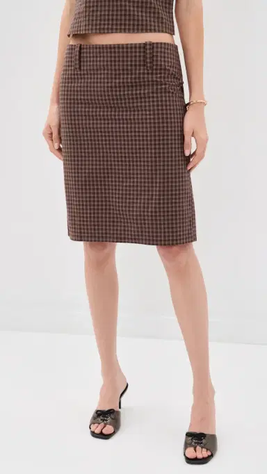 LIONESS Play On Midi Skirt Chocolate | Thumbnail 2 LIONESS Play On Midi Skirt Chocolate | Thumbnail 2