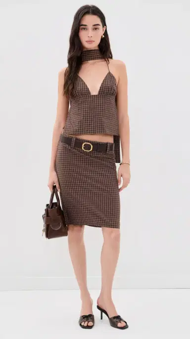 LIONESS Play On Midi Skirt Chocolate | Thumbnail 5 LIONESS Play On Midi Skirt Chocolate | Thumbnail 5