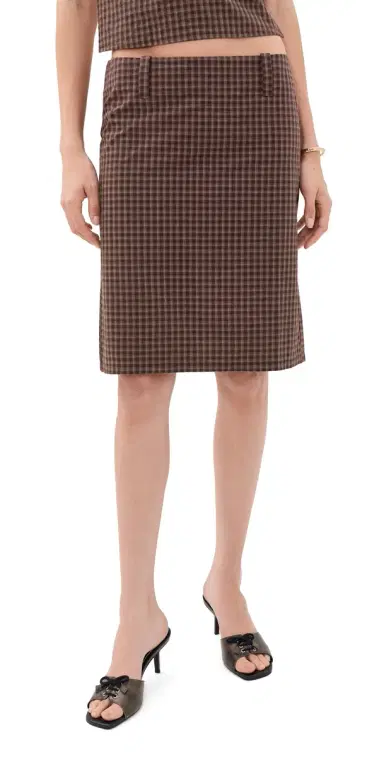 LIONESS Play On Midi Skirt Chocolate | Thumbnail 1 LIONESS Play On Midi Skirt Chocolate | Thumbnail 1