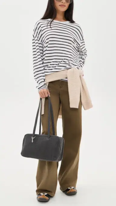 BAGGU Denim Bowler Bag Washed Black Denim One Size | Thumbnail 3 BAGGU Denim Bowler Bag Washed Black Denim One Size | Thumbnail 3