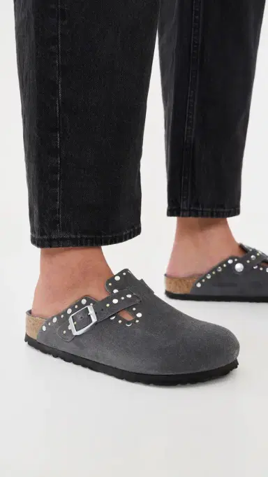 Birkenstock Boston Rivets Tonal Clogs Charcoal | Thumbnail 3 Birkenstock Boston Rivets Tonal Clogs Charcoal | Thumbnail 3