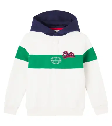 POLO RALPH LAUREN KIDS Colorblocked cotton-blend jersey hoodie | Thumbnail 1 POLO RALPH LAUREN KIDS Colorblocked cotton-blend jersey hoodie | Thumbnail 1