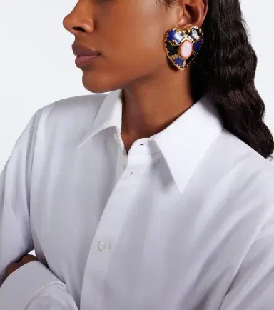 Saint Laurent Embellished clip-on earrings | Thumbnail 5 Saint Laurent Embellished clip-on earrings | Thumbnail 5