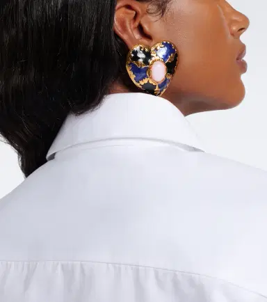 Saint Laurent Embellished clip-on earrings | Thumbnail 6 Saint Laurent Embellished clip-on earrings | Thumbnail 6