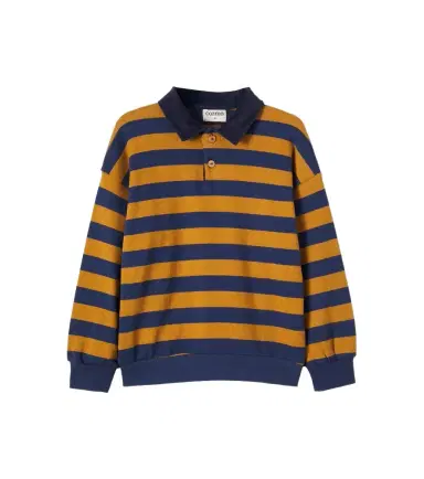 Cozmo Nepal striped cotton-blend polo sweater | Thumbnail 1 Cozmo Nepal striped cotton-blend polo sweater | Thumbnail 1