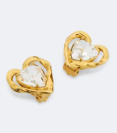 Oscar de la Renta Heart crystal-embellished clip-on earrings | Thumbnail 4 Oscar de la Renta Heart crystal-embellished clip-on earrings | Thumbnail 4