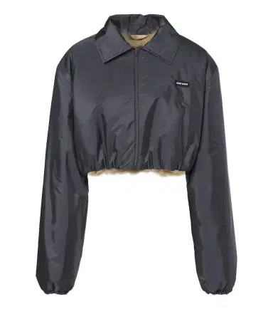 Miu Miu Cropped shearling-lined blouson jacket | Thumbnail 1 Miu Miu Cropped shearling-lined blouson jacket | Thumbnail 1