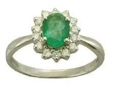 Wish Fine Jewelry 1.80ct Diamond Emerald 18K Gold Oval Halo Ring | Thumbnail 1 Wish Fine Jewelry 1.80ct Diamond Emerald 18K Gold Oval Halo Ring | Thumbnail 1