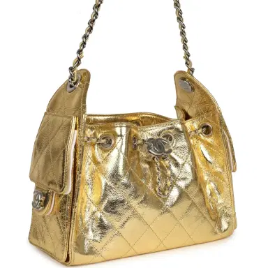 Chanel Chanel Mini 25 Hobo Bag Metallic Gold Calfskin Silver Hardware | Thumbnail 2 Chanel Chanel Mini 25 Hobo Bag Metallic Gold Calfskin Silver Hardware | Thumbnail 2