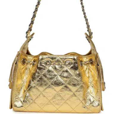 Chanel Chanel Mini 25 Hobo Bag Metallic Gold Calfskin Silver Hardware | Thumbnail 4 Chanel Chanel Mini 25 Hobo Bag Metallic Gold Calfskin Silver Hardware | Thumbnail 4