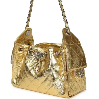 Chanel Chanel Mini 25 Hobo Bag Metallic Gold Calfskin Silver Hardware | Thumbnail 5 Chanel Chanel Mini 25 Hobo Bag Metallic Gold Calfskin Silver Hardware | Thumbnail 5