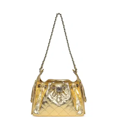 Chanel Chanel Mini 25 Hobo Bag Metallic Gold Calfskin Silver Hardware | Thumbnail 7 Chanel Chanel Mini 25 Hobo Bag Metallic Gold Calfskin Silver Hardware | Thumbnail 7