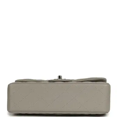 Chanel Chanel Small Classic Double Flap Bag Grey Lambskin Silver Hardware | Thumbnail 5 Chanel Chanel Small Classic Double Flap Bag Grey Lambskin Silver Hardware | Thumbnail 5
