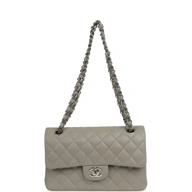 Chanel Chanel Small Classic Double Flap Bag Grey Lambskin Silver Hardware | Thumbnail 6 Chanel Chanel Small Classic Double Flap Bag Grey Lambskin Silver Hardware | Thumbnail 6