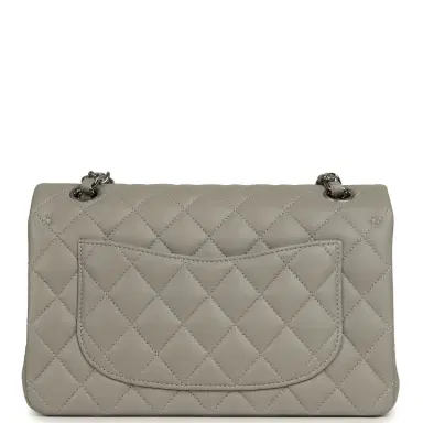 Chanel Chanel Small Classic Double Flap Bag Grey Lambskin Silver Hardware | Thumbnail 7 Chanel Chanel Small Classic Double Flap Bag Grey Lambskin Silver Hardware | Thumbnail 7