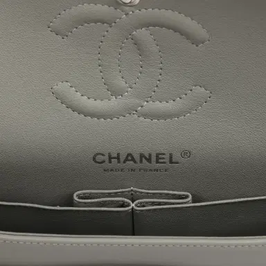 Chanel Chanel Small Classic Double Flap Bag Grey Lambskin Silver Hardware | Thumbnail 9 Chanel Chanel Small Classic Double Flap Bag Grey Lambskin Silver Hardware | Thumbnail 9