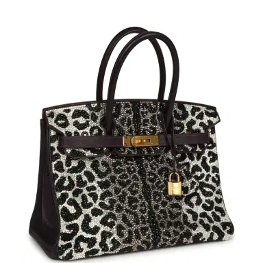HERMÈS Custom Leopard Swarovski Crystal Hermes Birkin 30 Raisin Togo Gold Hardware | Thumbnail 2 HERMÈS Custom Leopard Swarovski Crystal Hermes Birkin 30 Raisin Togo Gold Hardware | Thumbnail 2