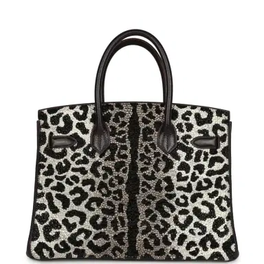 HERMÈS Custom Leopard Swarovski Crystal Hermes Birkin 30 Raisin Togo Gold Hardware | Thumbnail 4 HERMÈS Custom Leopard Swarovski Crystal Hermes Birkin 30 Raisin Togo Gold Hardware | Thumbnail 4