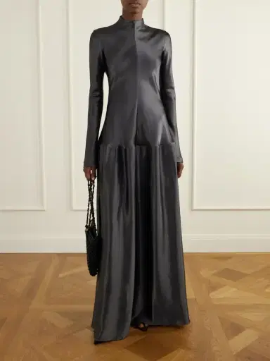 FFORME Mila Textured-satin Turtleneck Maxi Dress | Thumbnail 2 FFORME Mila Textured-satin Turtleneck Maxi Dress | Thumbnail 2