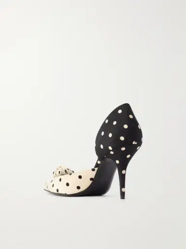 Valentino Garavani Coeur D'orsay 85 Logo-embellished Polka-dot Satin Pumps | Thumbnail 3 Valentino Garavani Coeur D'orsay 85 Logo-embellished Polka-dot Satin Pumps | Thumbnail 3