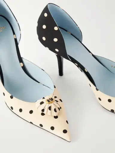 Valentino Garavani Coeur D'orsay 85 Logo-embellished Polka-dot Satin Pumps | Thumbnail 5 Valentino Garavani Coeur D'orsay 85 Logo-embellished Polka-dot Satin Pumps | Thumbnail 5