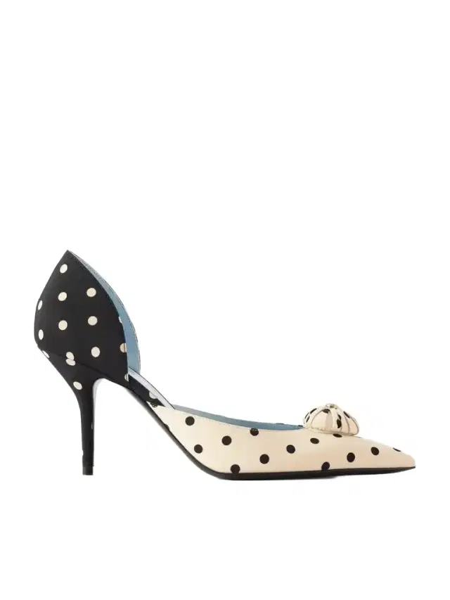 Coeur D'orsay 85 Logo-embellished Polka-dot Satin Pumps Coeur D'orsay 85 Logo-embellished Polka-dot Satin Pumps