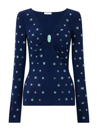 Rabanne Cut-out Embellished Stretch-jersey Top | Thumbnail 1 Rabanne Cut-out Embellished Stretch-jersey Top | Thumbnail 1