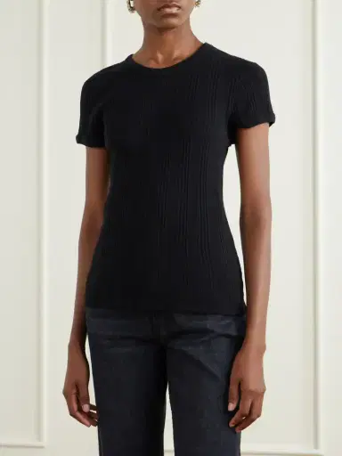 Mother The Itty Bitty Ringer Ribbed Cotton-jersey T-shirt | Thumbnail 3 Mother The Itty Bitty Ringer Ribbed Cotton-jersey T-shirt | Thumbnail 3