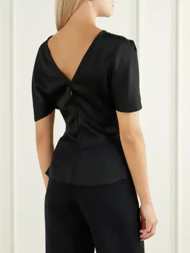 Victoria Beckham Bela Draped Satin Blouse | Thumbnail 3 Victoria Beckham Bela Draped Satin Blouse | Thumbnail 3